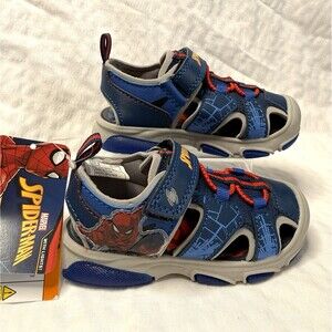 NWT Marvel Spider-Man Light up Toddler Close Toe Sandals Blue Size 6c Boys Shoes